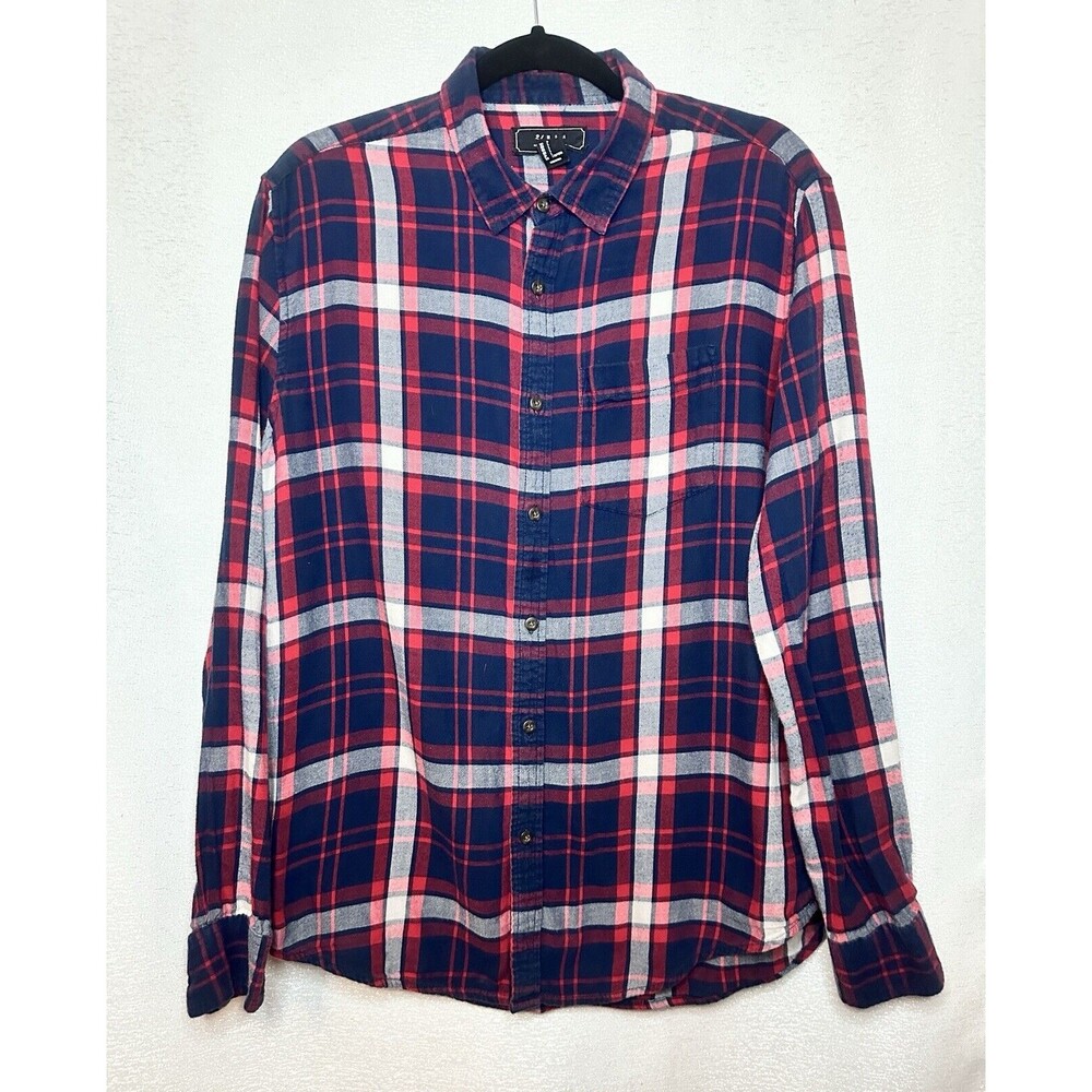 Button Down Long Sleeve Men’s Shirt Red And Blue Size Large 21 Men